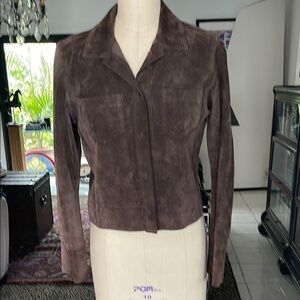 Politix Brown Blazer Suede cropped Classic Design